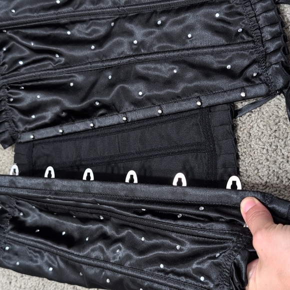 Rhinestone Overbust Corset Vintage Brocade Bustier Lingerie Top Plus Size 3X - Picture 5 of 7